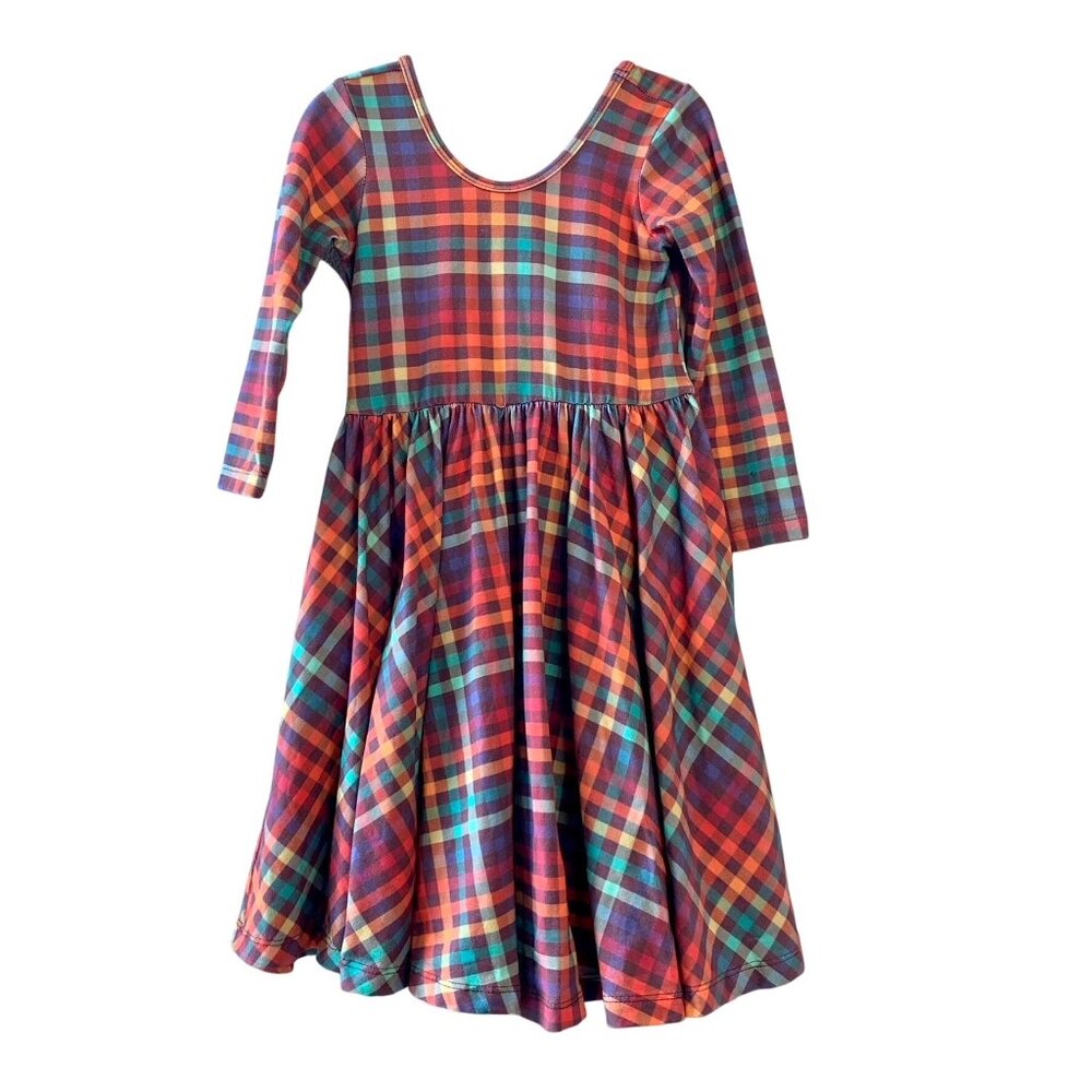 ALICE + AMES Retro Plaid Ballet Dress Girls 6 Orange Red Twirl Holiday Dress